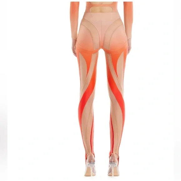 MUGLER Sheer Spiral Stirrup Leggings - Picture 2 of 12